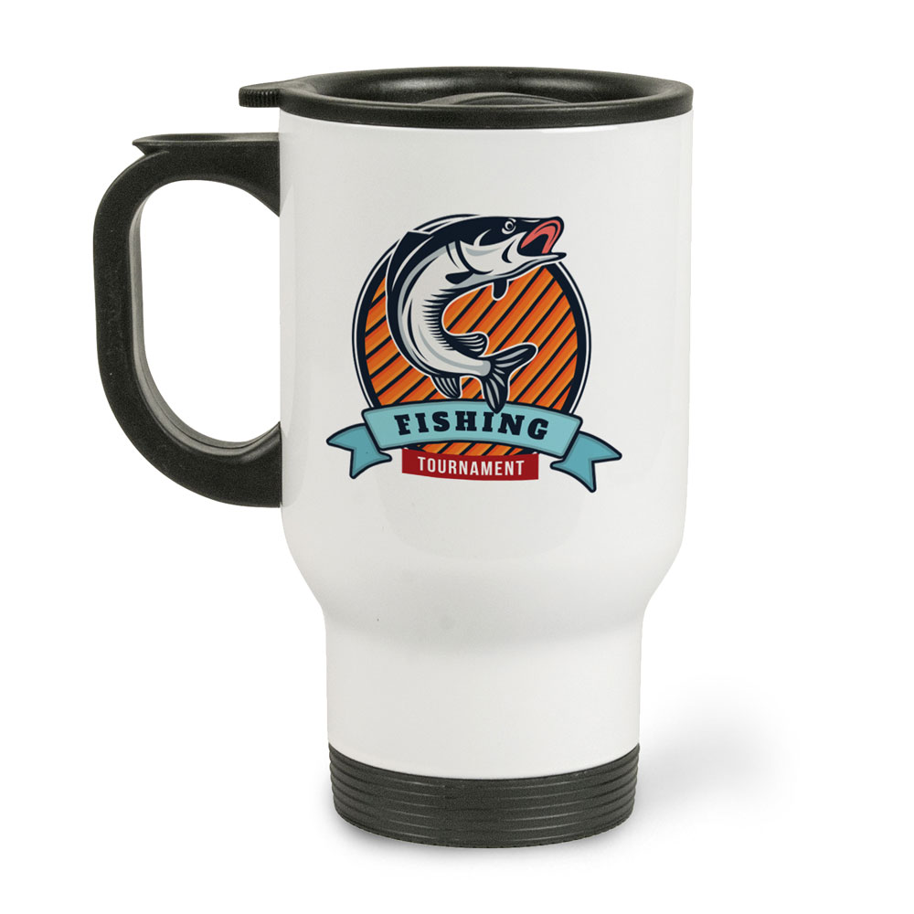 14 oz White SS Travel Mug